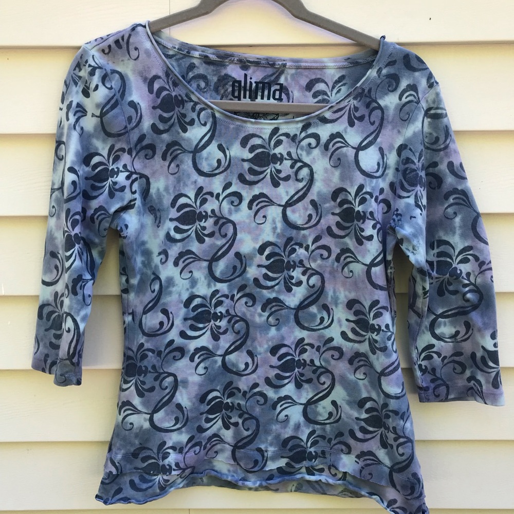 Glima Scoop Neck Blue Swirls Size Large